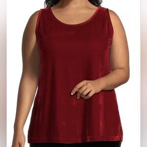 John Mark Tunic Tank Top Women Size 2X Red Velvet Pullover Fall Winter Lagenlook